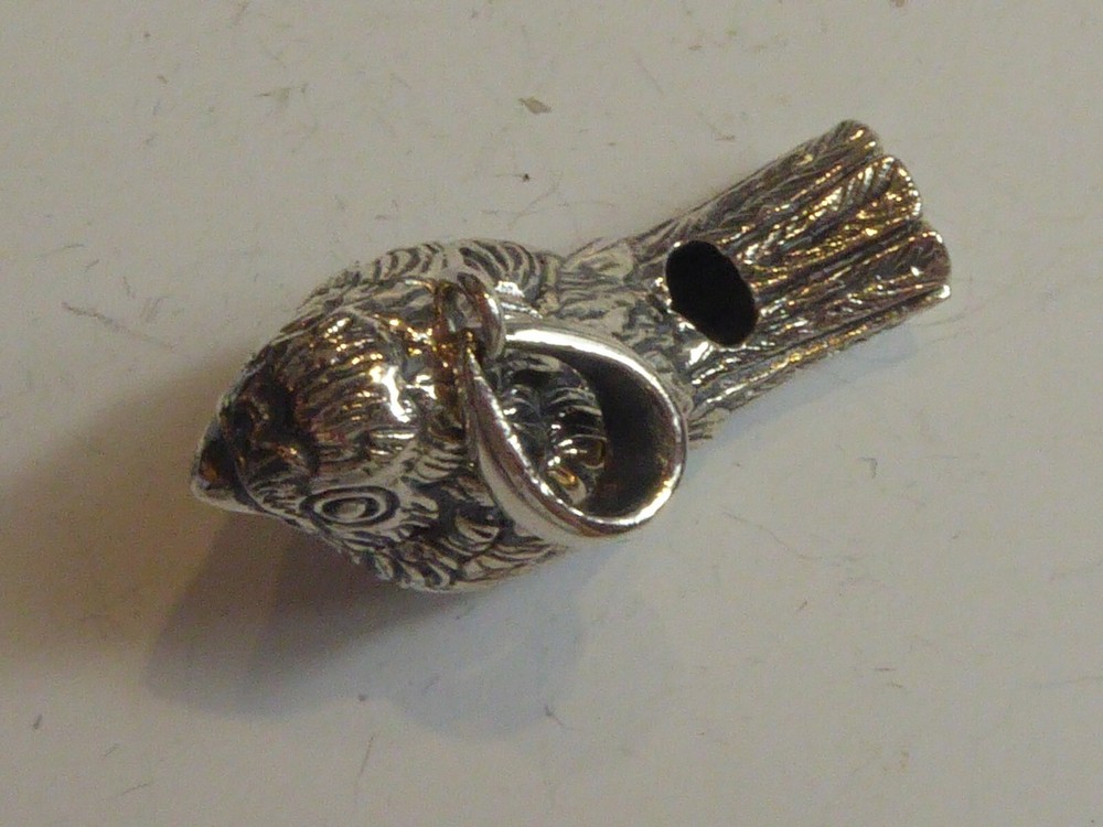 SOLID SILVER NOVELTY BIRD WHISTLE
