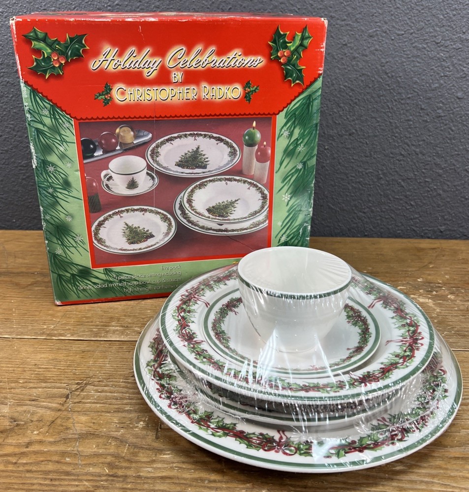 NIB Christopher Radko Holiday Celebrations 5-Piece Setting Dinnerware Christmas