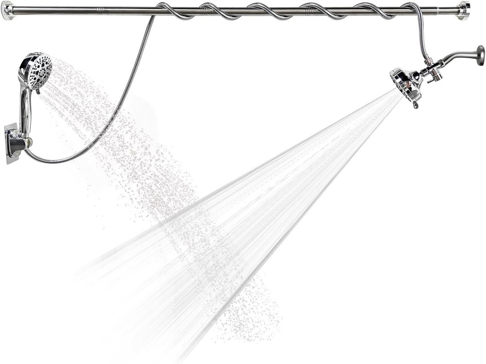 Double Shower Head for Couples High Pressure and Adjustable Tandem Head System
