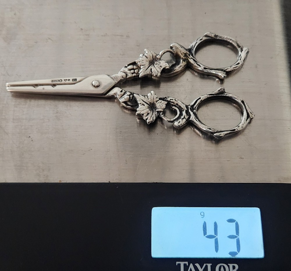 Vintage Silver Grape Scissors Marked JLH