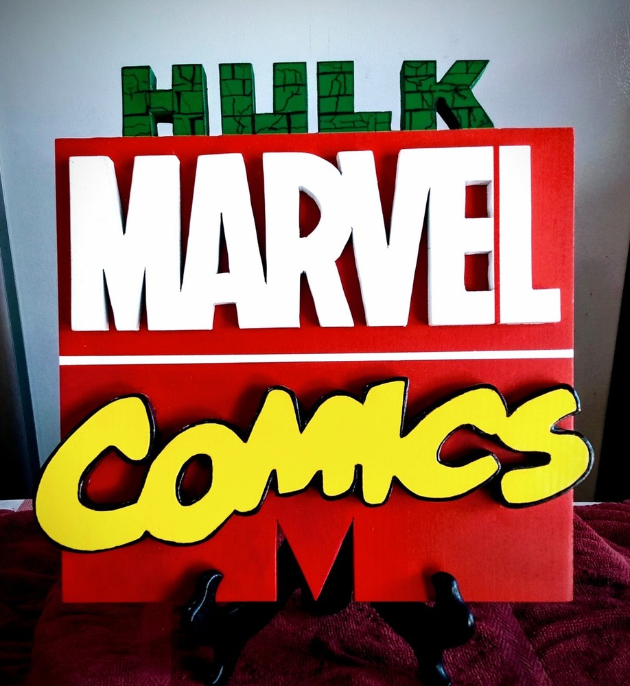 Marvel Comics 3D Wooden Wall Decor Hulk Logo