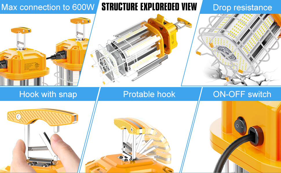 80W LED Temporary Work Light Industrial Construction Lights Linkable Lamp 5000K