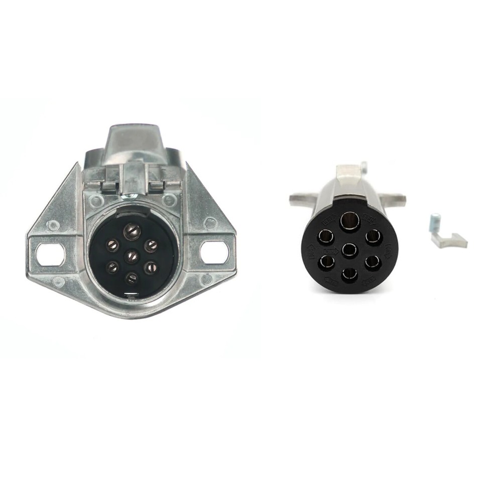 7-Way Electrical Plug with Spring Guard with 7-Way split pin Socket 2 Bolts