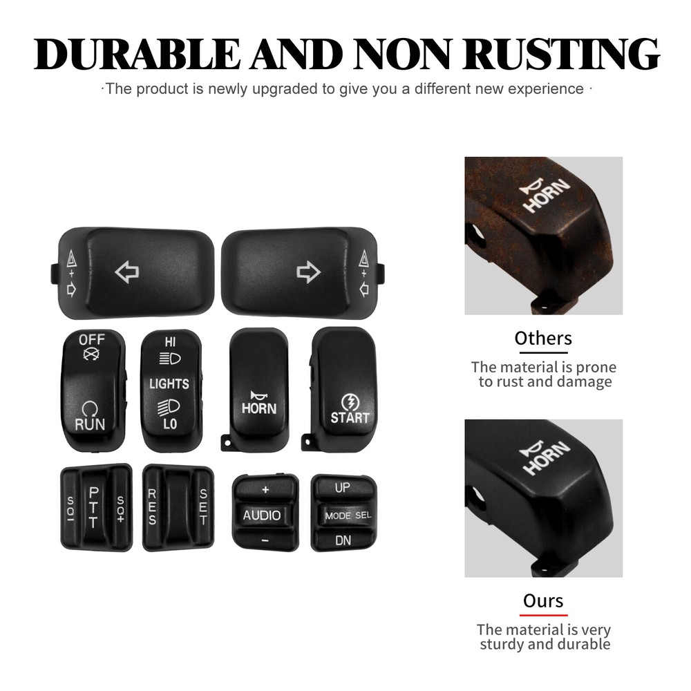 Black 10x Replacement Switch Button Cap For Harley Touring Softail Dyna 96-2013
