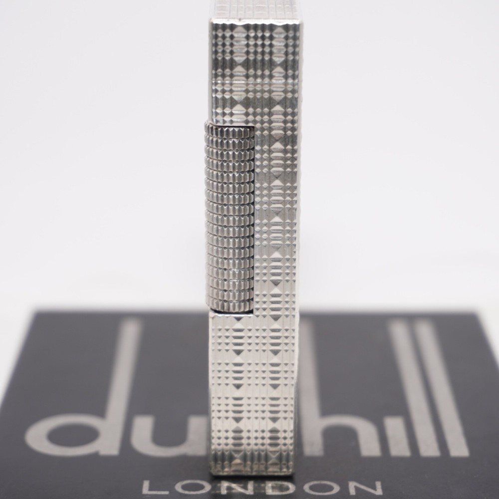 Dunhill Lighter Silver Tartan Pattern-Ultrasonically Cleaned_Working
