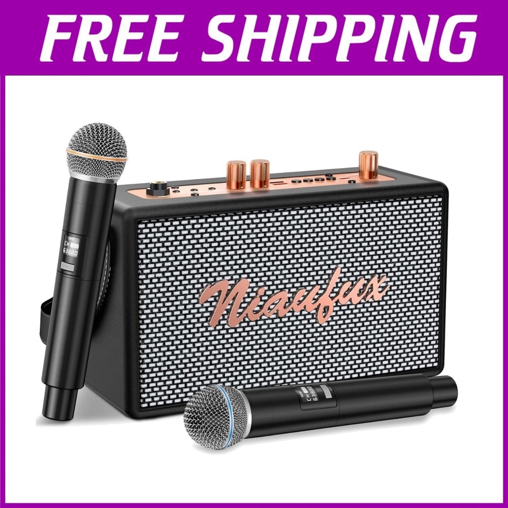 Portable Karaoke System with 2 Microphones
