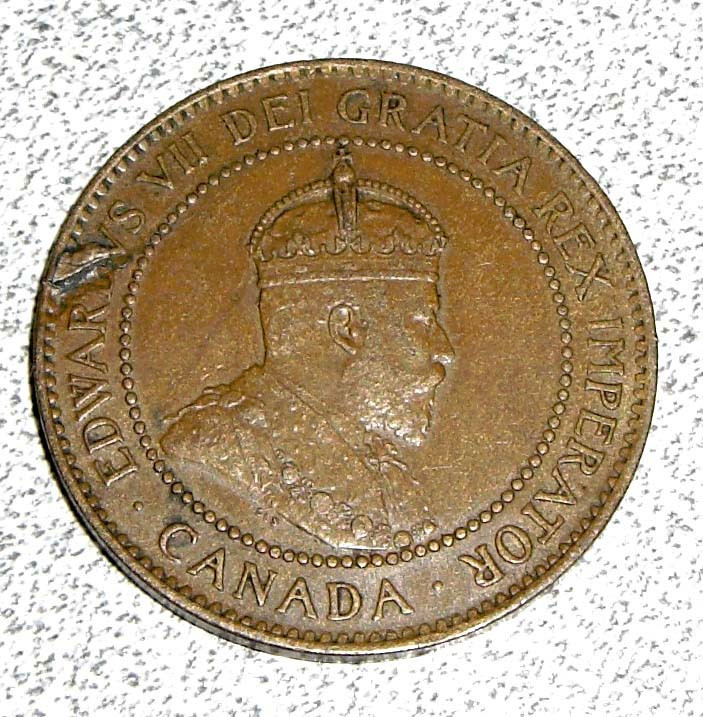 1906 Canada Large Cent AU error struck planchet defect
