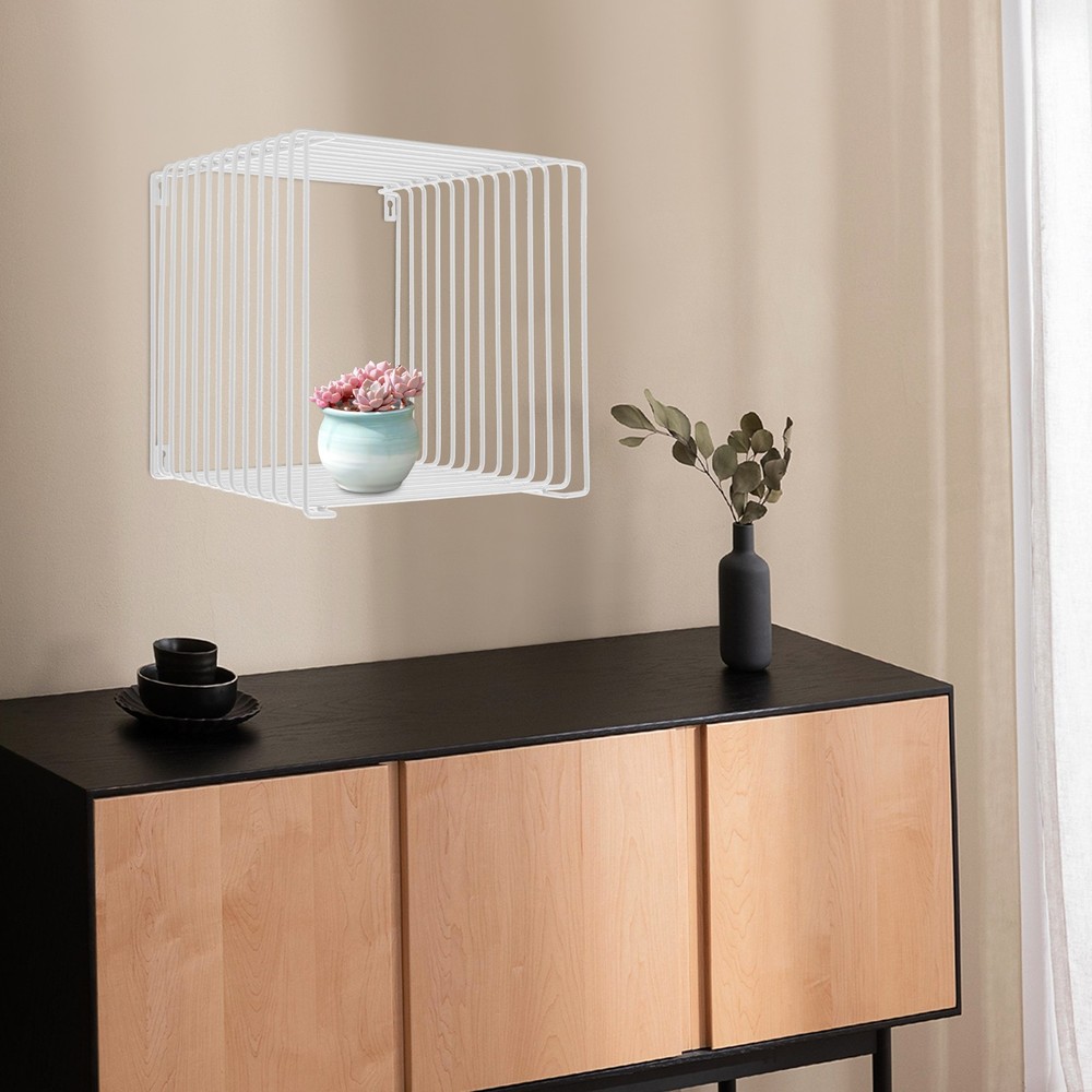 Side Table, Square Geometry Side Table, Linear Metal End Table