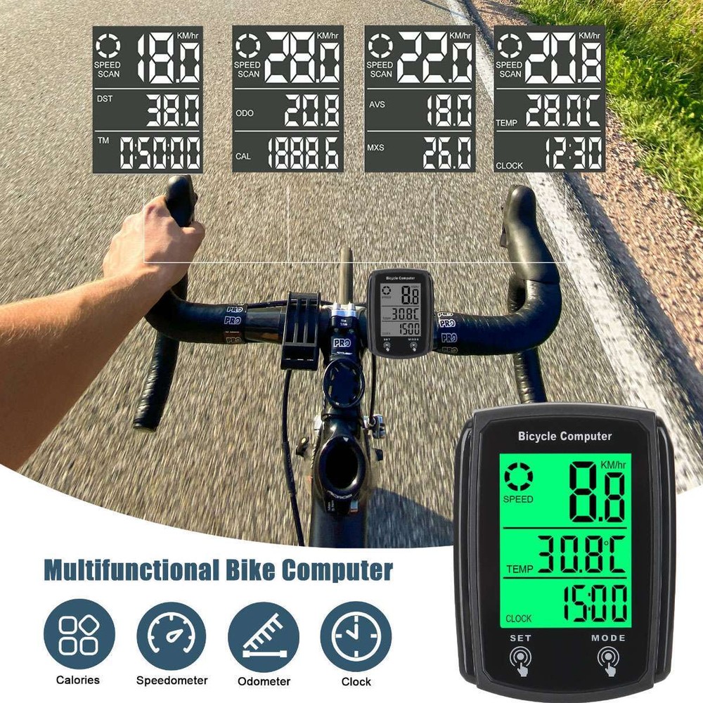 Bike Bicycle Speedometer Cycle Digital Odometer Computer Waterproof LCD Wired US
