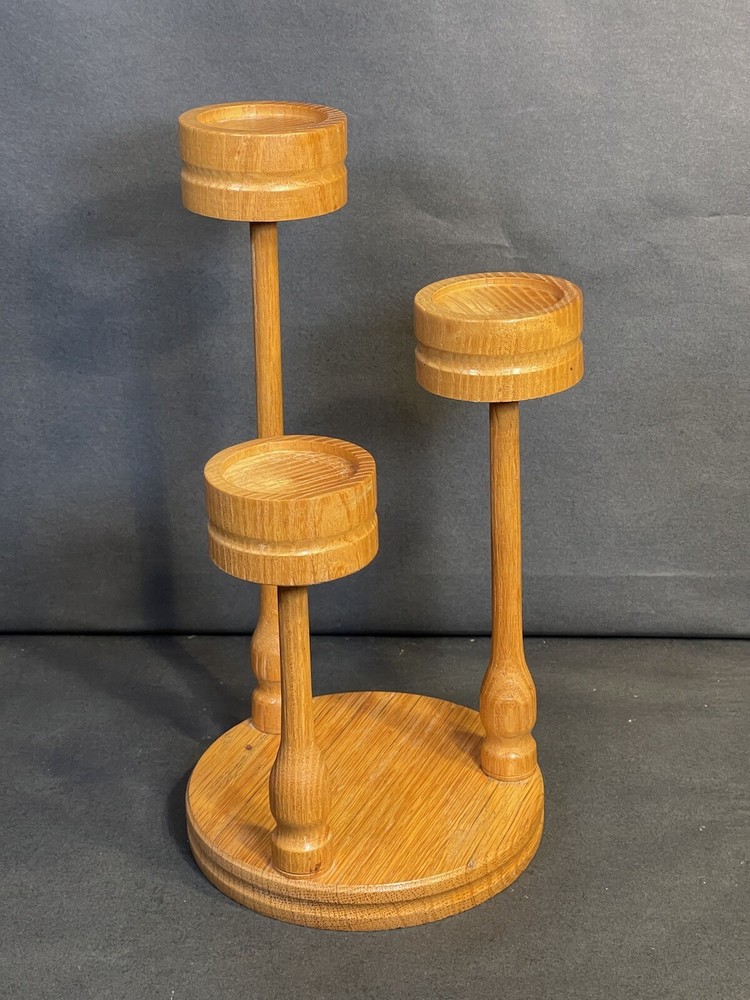 MCM Oak CANDELABRA Hand-made Signed 1979