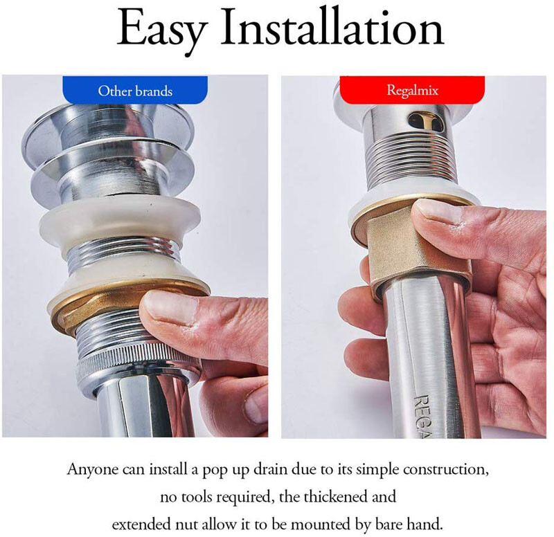 Bathroom Sink Drain With Overflow Pop Up Drain Basin Stopper Brushed Nickel