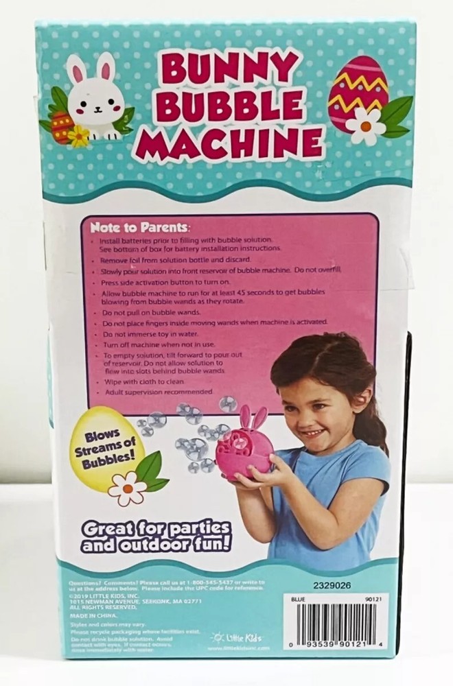 Bunny Bubble Machine - Blue - NEW! Blows Streams of Bubbles! Ages 3+