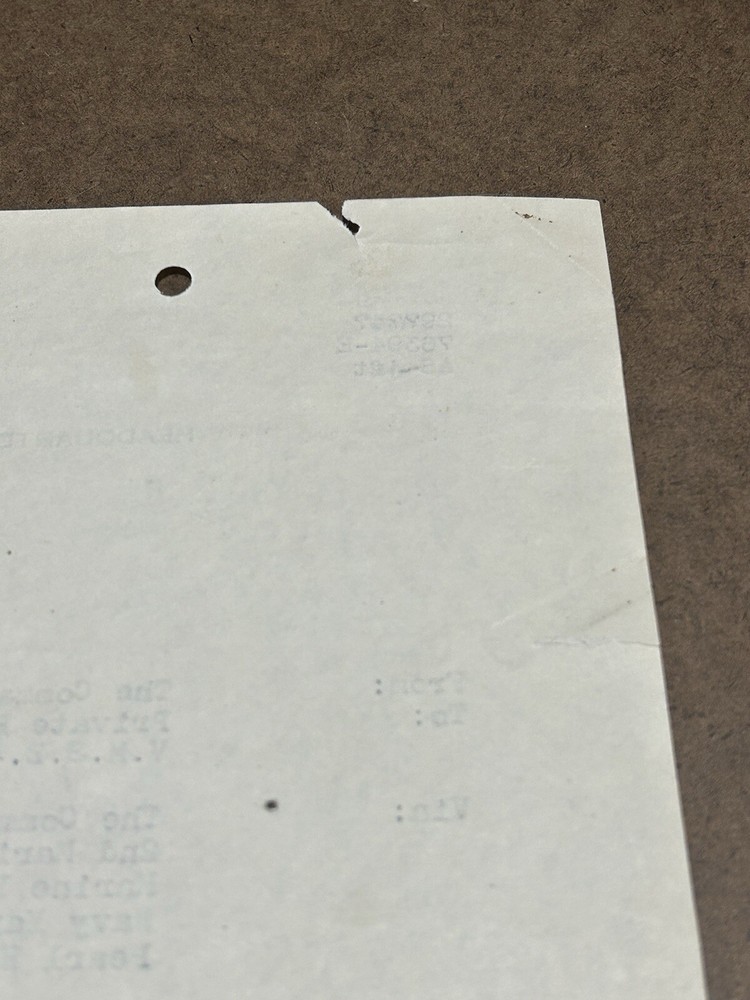 USMC WWII ERA MILITARY DOCUMENT, 20 MAY 1942
