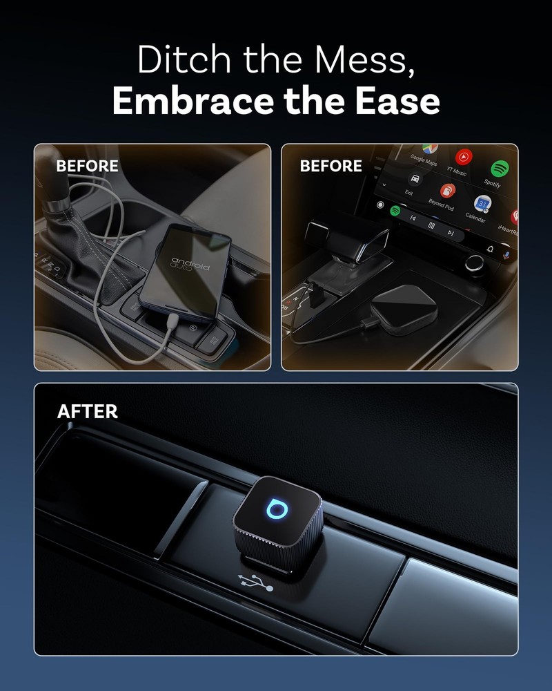 Ottocast Mini Cube 3.0 Wireless CarPlay & Android Auto Adapter USB A, Black