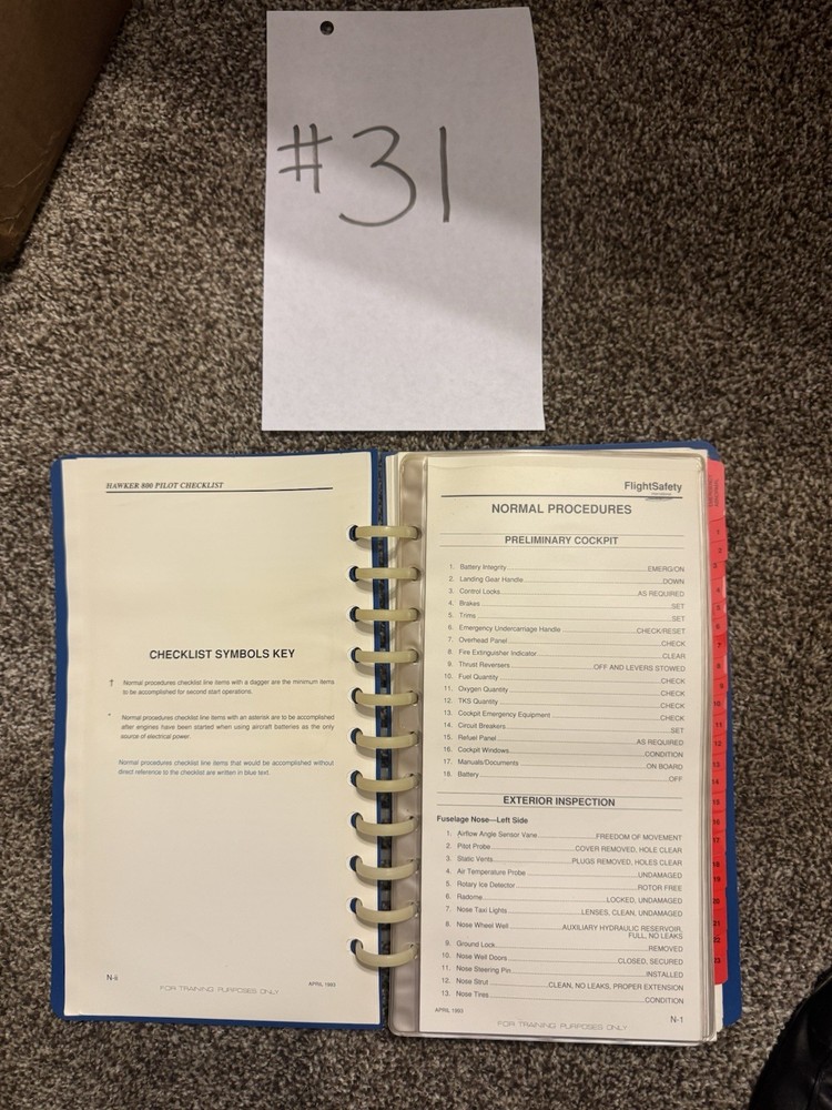 Hawker 800 Pilot Checklist FlightSafety