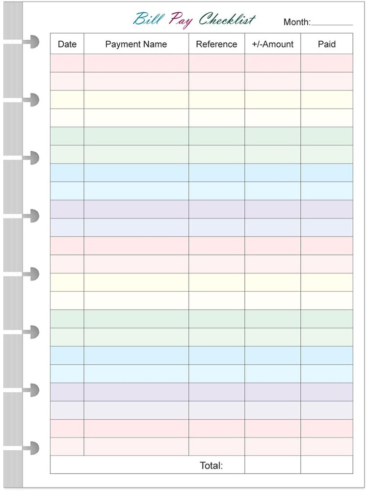 Junior Size Payment Checklist Refills - 50 Sheets/100 1-Pack, [MULTIPLE]