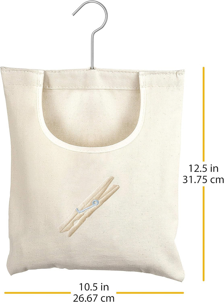 Whitmor Canvas Clothespin Bag Hanging Storage Organizer