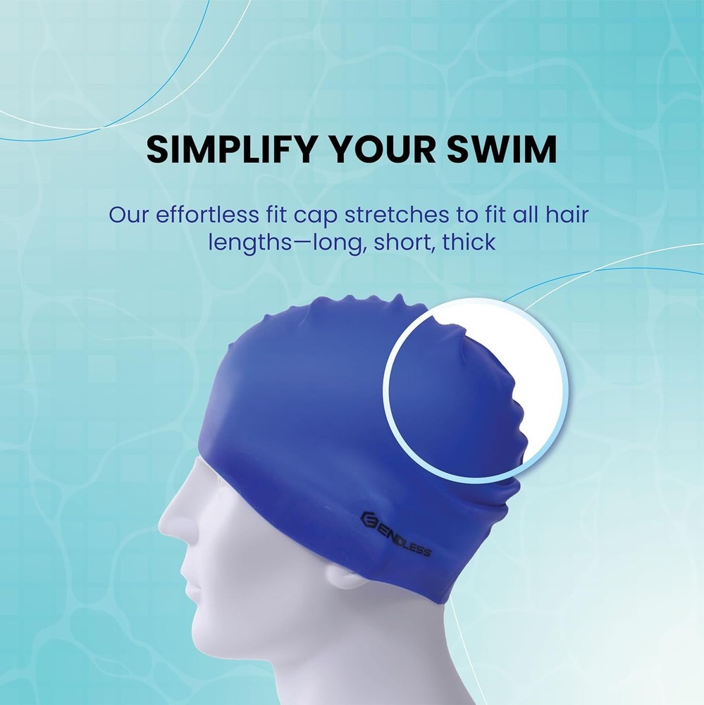 Endless EL1019 Classic Comfortable Plain Silicon Swimming Cap | Blue