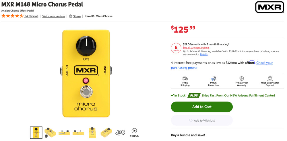 MXR M148 MICRO CHORUS GUITAR EFFECTS PEDAL