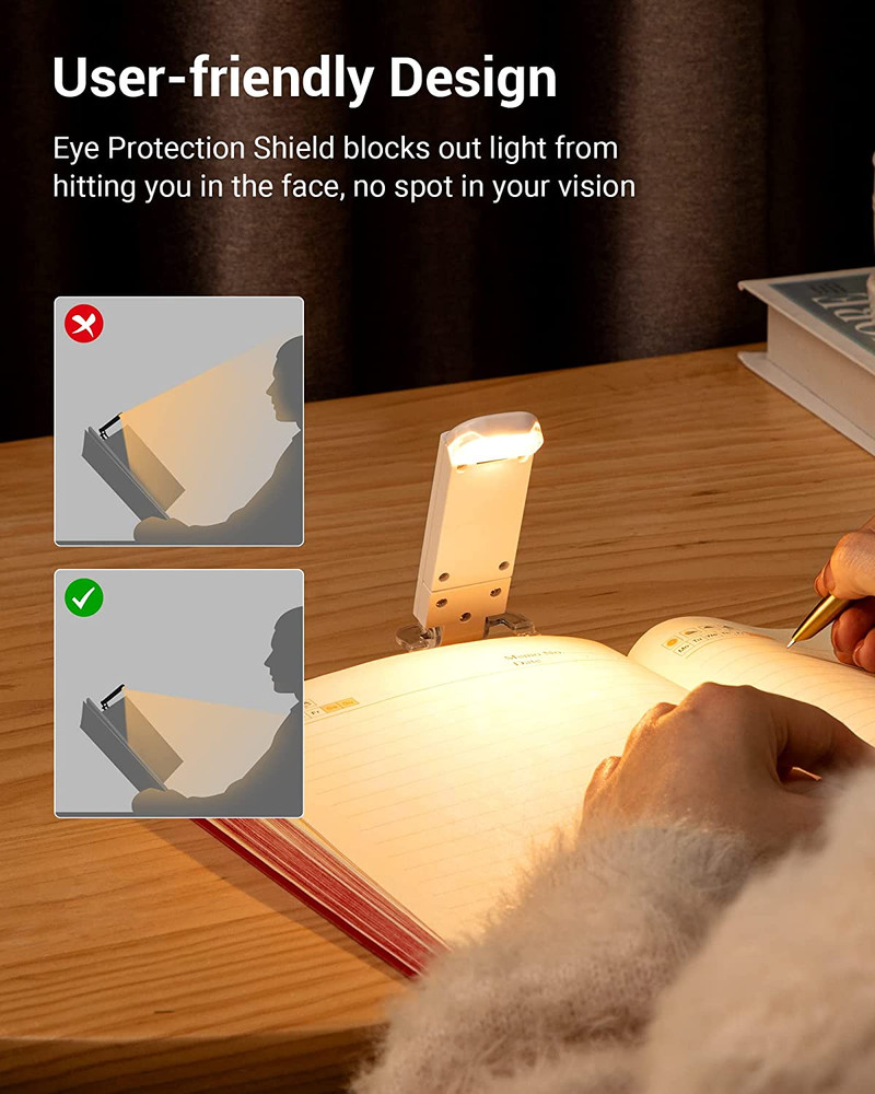 USB Rechargeable Book Reading Light, 3000K Warm White, Brightness Adjustable Cli