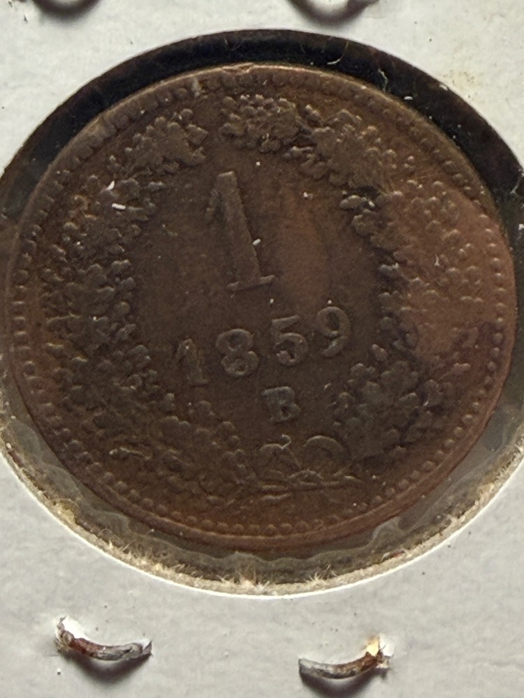 1859 Austrian 1 Kreuzer coin