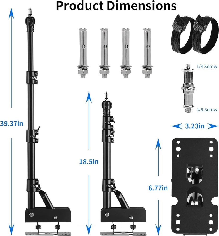 Wall Mount Triangle Boom Arm 39.37" Ring Light Support