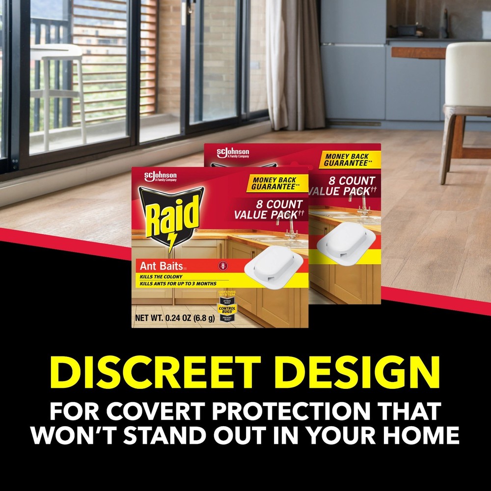 Raid Indoor Ant Bait Gel Trap 8 Count Pack Long Lasting Easy Placement Use