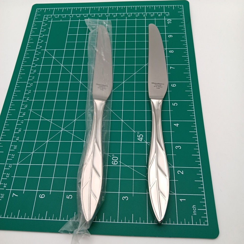 Reed & Barton Arbor Dinner Place Knife 2pc Set 18/10 Stainless Flatware Glossy