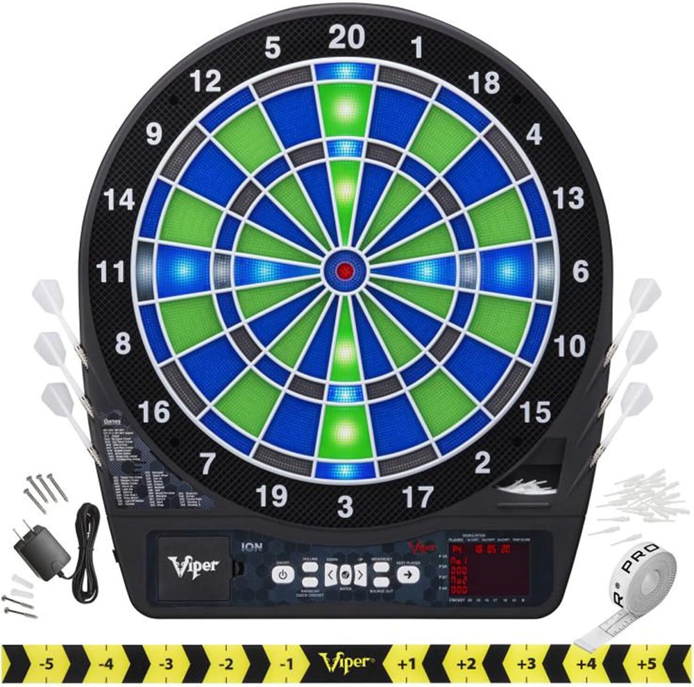 Ion Electronic Dartboard, Illuminated Segments, Light Based Games