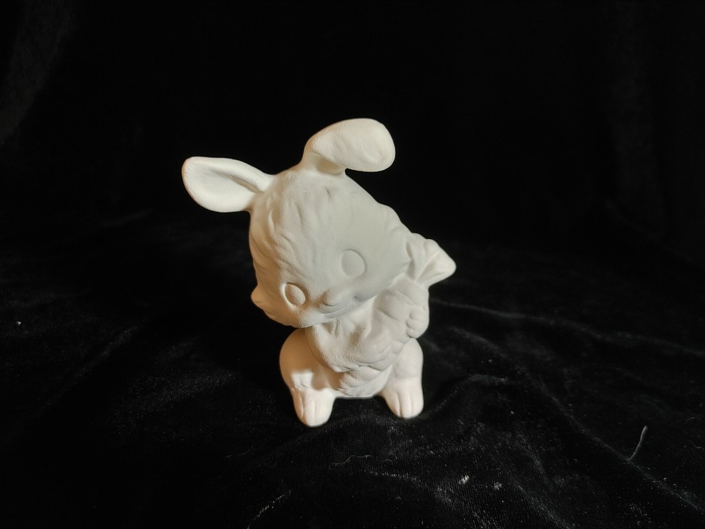 Rabbit with Carrot - Ceramic Bisque Ready to Paint
