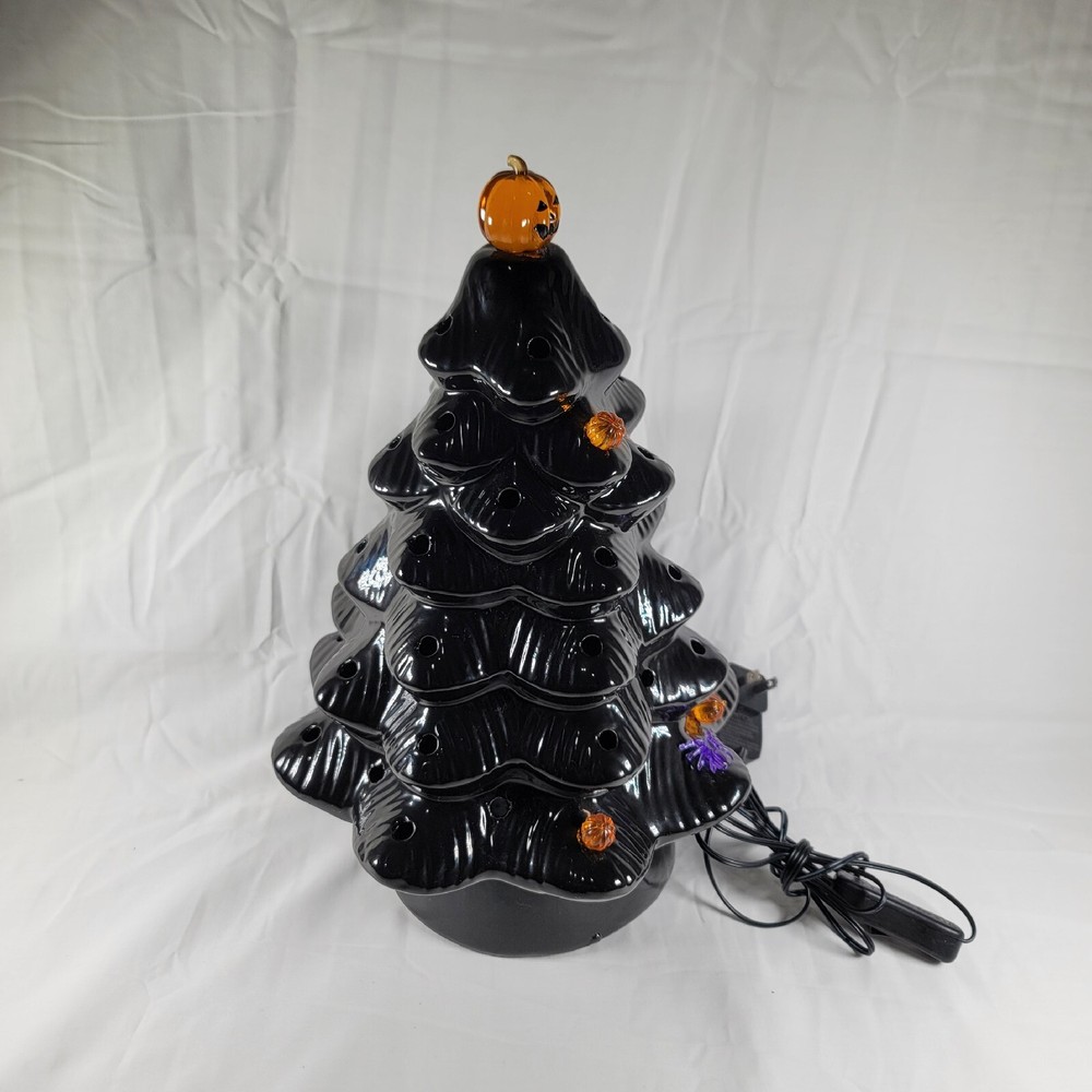 Mr. Christmas 12" Illuminated Ceramic Nostalgic Tree Black -Missing ORNAMENTS