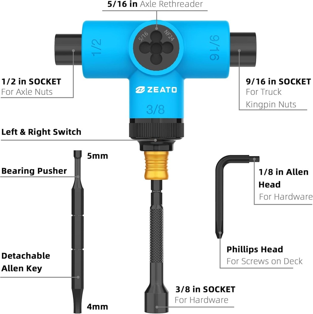 Skate Tool Multi Function T Tool Allen Key Phillips Screwdriver