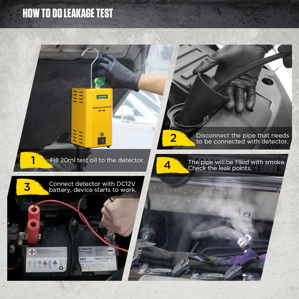 AUTOOL SDT106 EVAP Smoke Machine Diagnostic Pipe System Vacuum Leak Detector