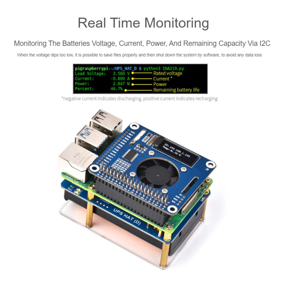 5V UPS HAT (D) Starter Kit For RPI Raspberry Pi Uninterruptible Power Supply