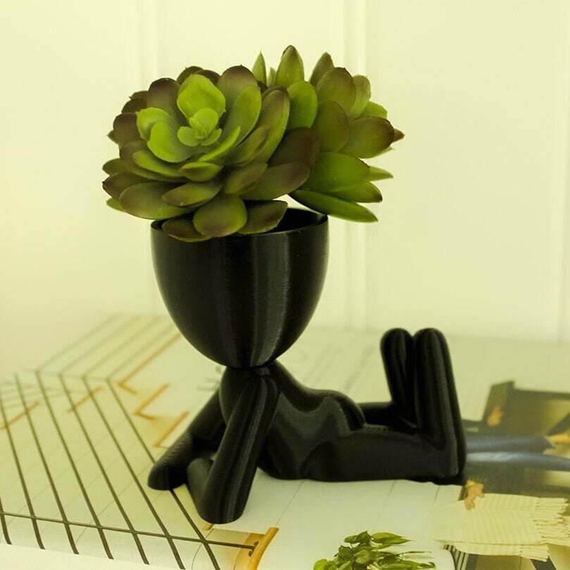 Laying Stick Figure Head Succulent Planter