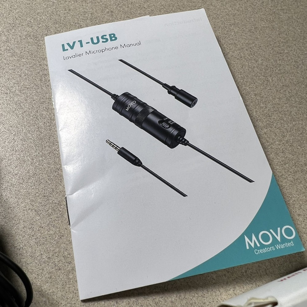 Movo Universal Lavalier Microphone Lav Mic USB Laptop PC Mac Smartphone Camera