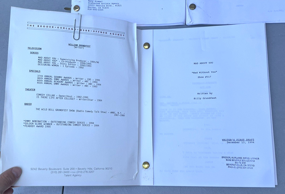 18 Mad About You TV Sitcom Series Spec Script Early Draft Unproduced Episode Lot