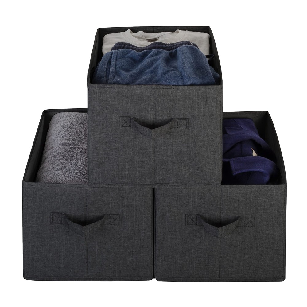 Storage Baskets - 4 Pack - Sturdy Large Fabric Bins | Foldable Organizing Bas...