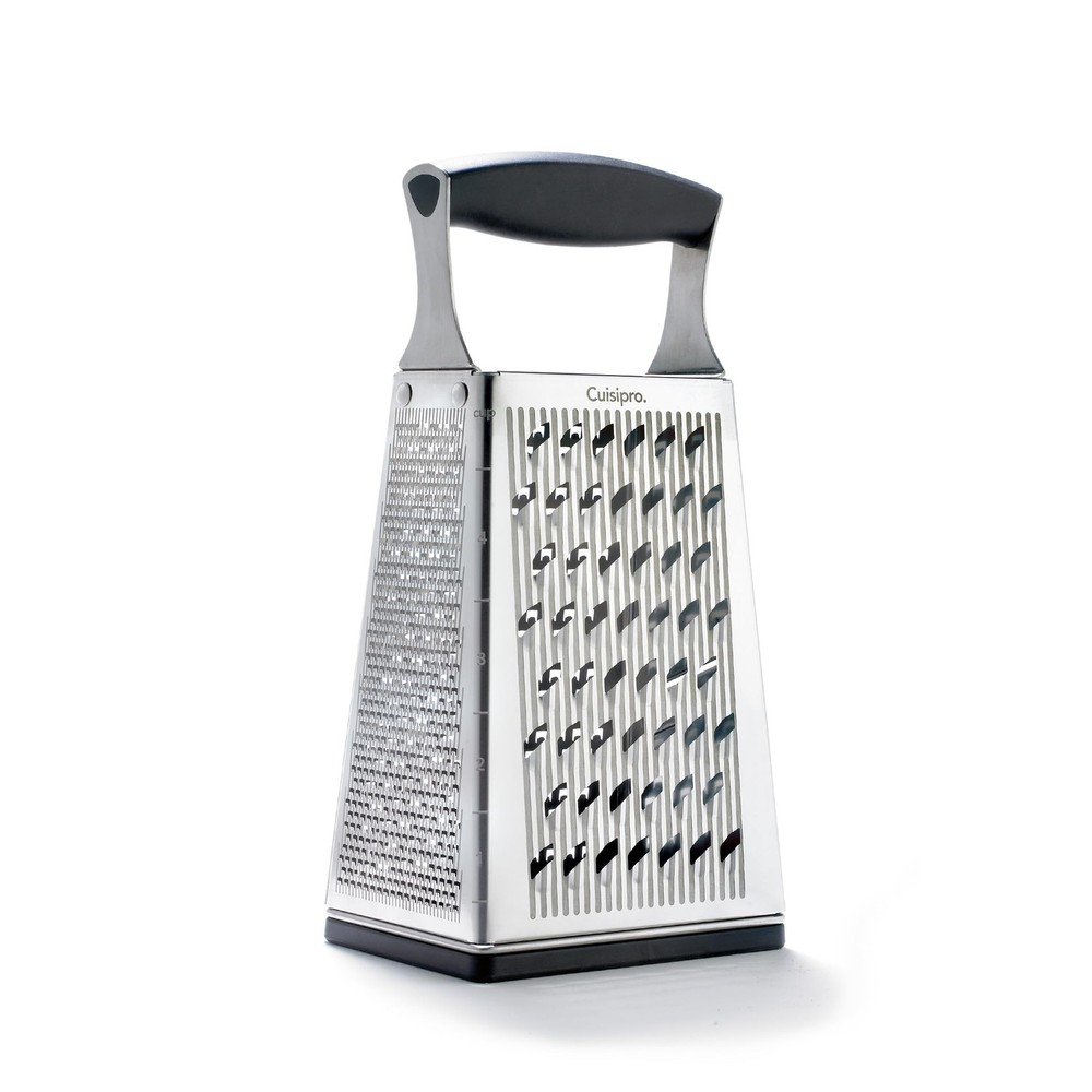 4-Sided Boxed Grater with Surface Glide Technology for Efficient Grating
