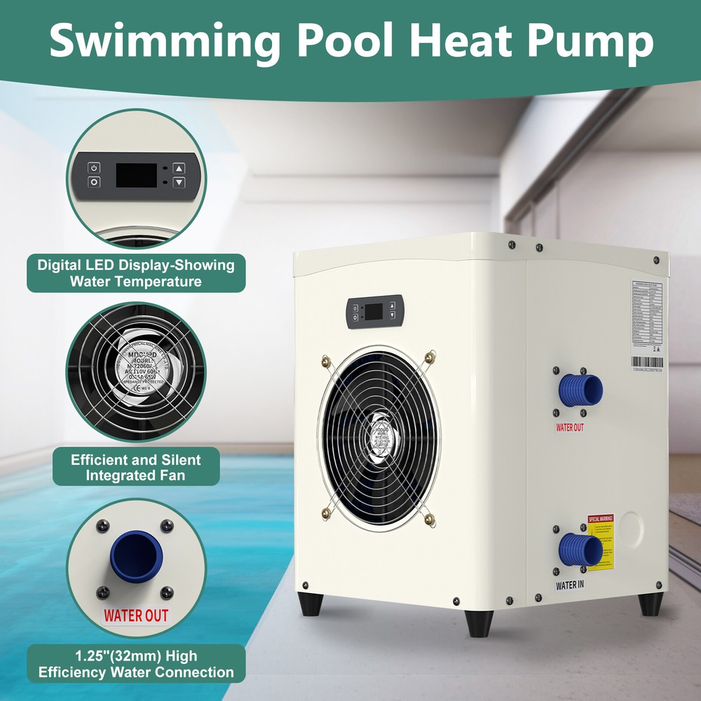 SLSY Pool Heaters for Above Ground Pool 15609BTU Elect. Pool Heater Pump 5000Gal