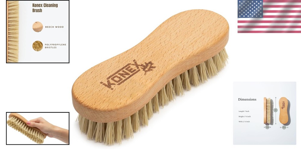 8" Multi-Purpose Scrubbing Brush with Wooden Handle - Tough & Efficient