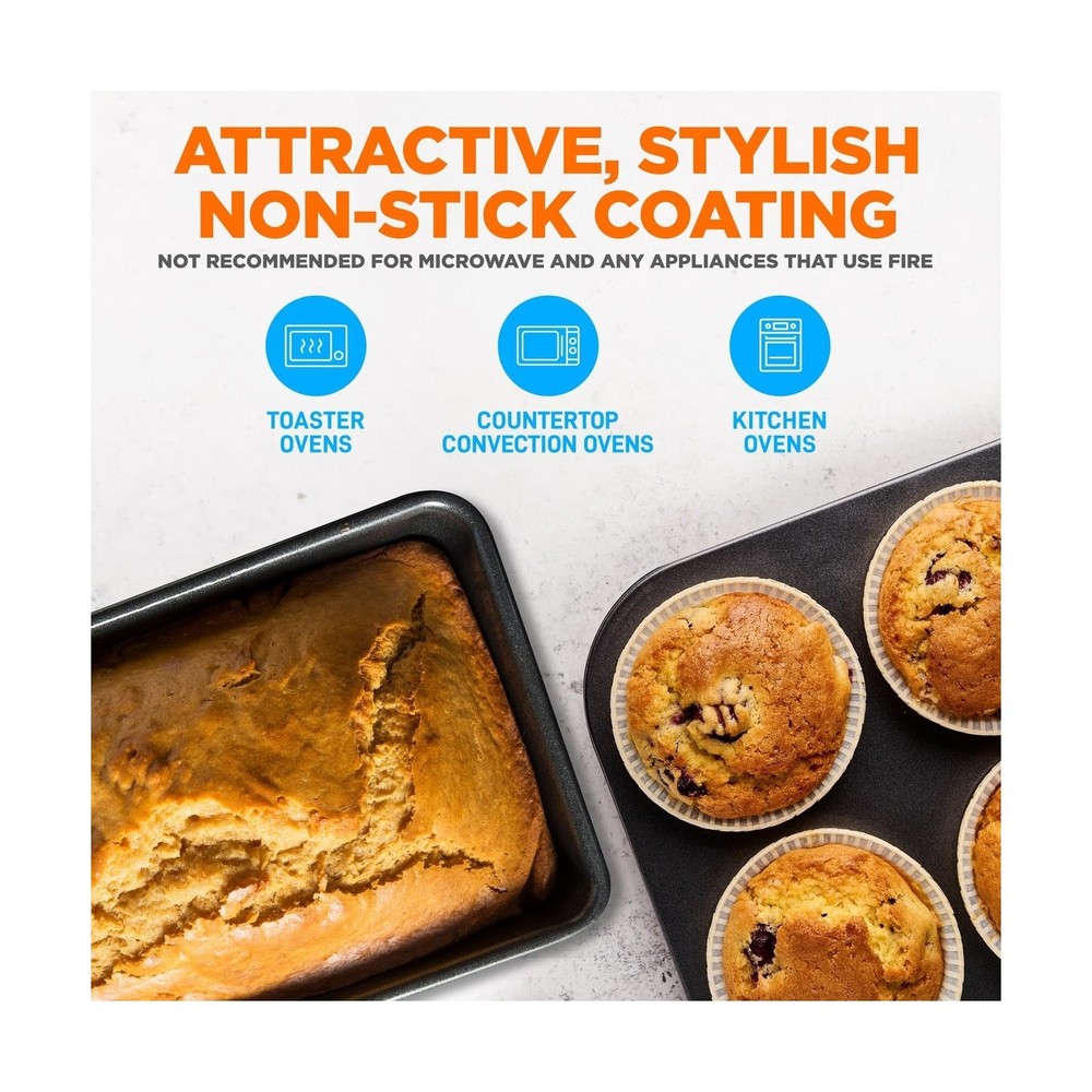 NutriChef 8-Piece Stackable Nonstick Bakeware Set - Premium Steel Baking Tray...