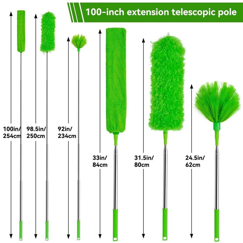Cobweb Duster with Extension Pole, 3-in-1 Washable Cobweb Duster, Duster with...