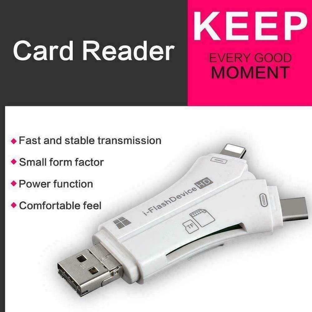 4in1 USB i-Flash Drive Micro SD/TF Card Reader Adapter For iPhone iPad Android