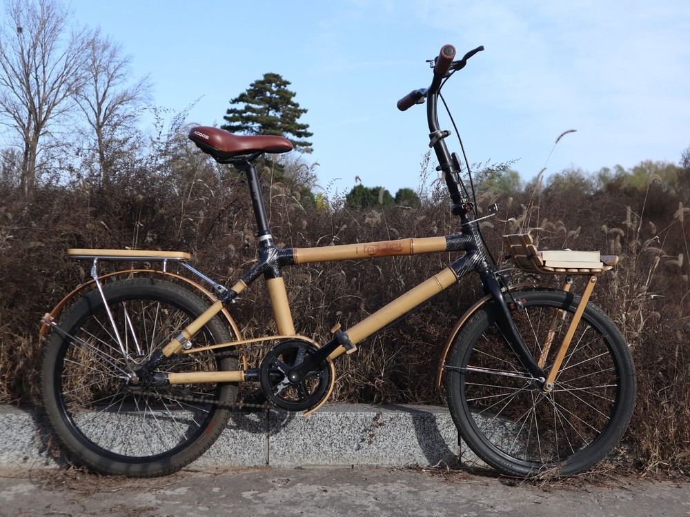 Custom Bamboo Bicycle Front Rack With Bungee Cords