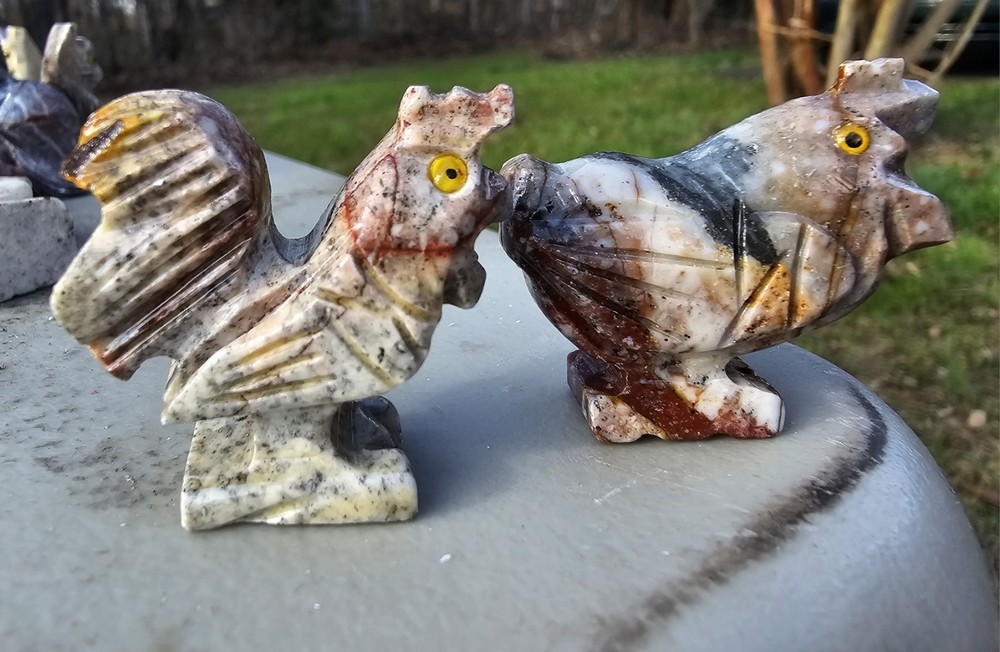 Chickens, Rooster & Hen Agate Stone- Small