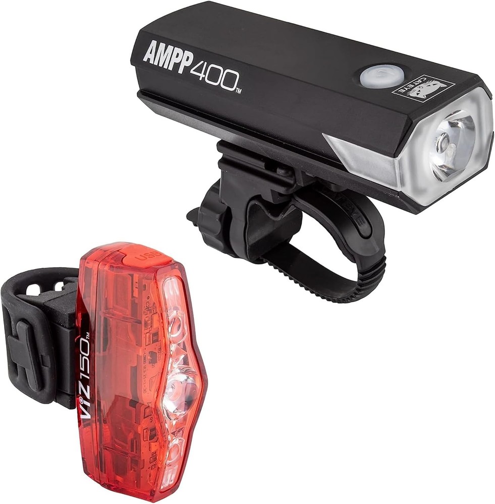 Cateye AMPP-400 Headlight & ViZ-150 Bicycle Light Combo, USB