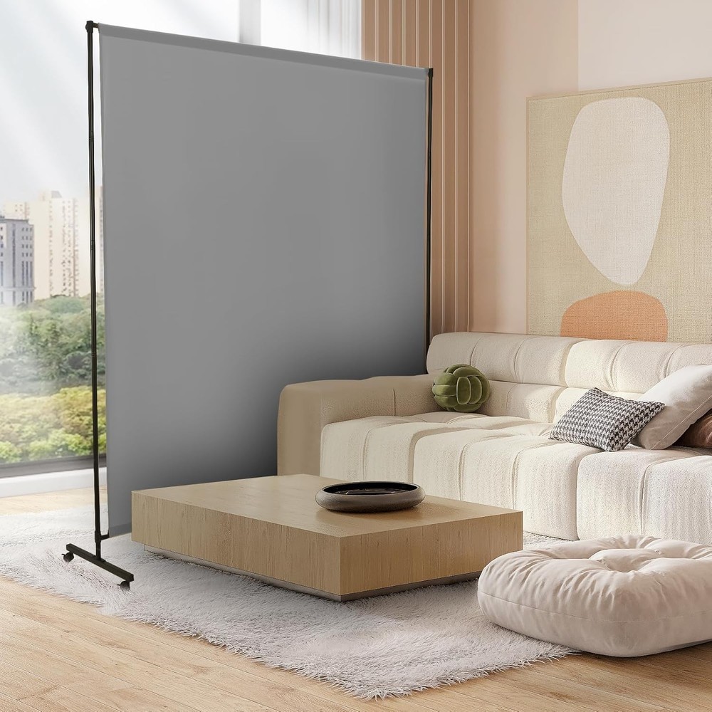 Room Divider Screen 72"x72" W/ Lockable Caster Wheels Privacy Panel Home