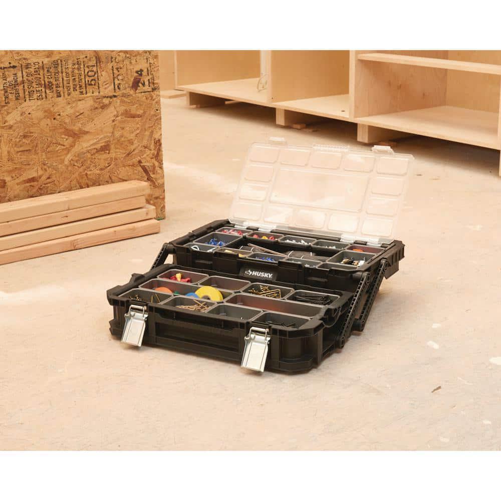 Husky Small Parts Tool Organizer Storage Hardware Case 22-Compartment Plastic