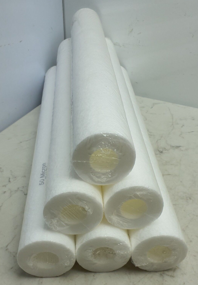 6 Pack Fulflo 20" Filter Cartridge Melt Blown 10 gpm 50 micron 140°F Max Temp